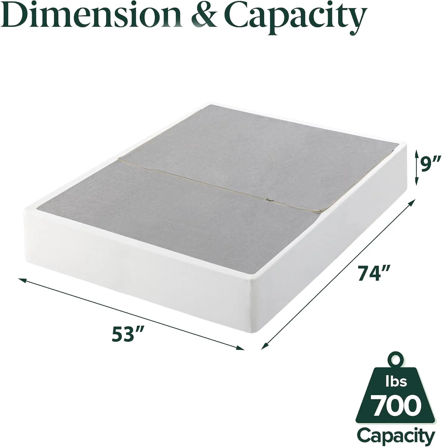 Zinus Jayanna 9 Inch High Profile BiFold Box Spring / Folding Mattress Foundation / Strong Steel Structure / No Assembly Required, Full