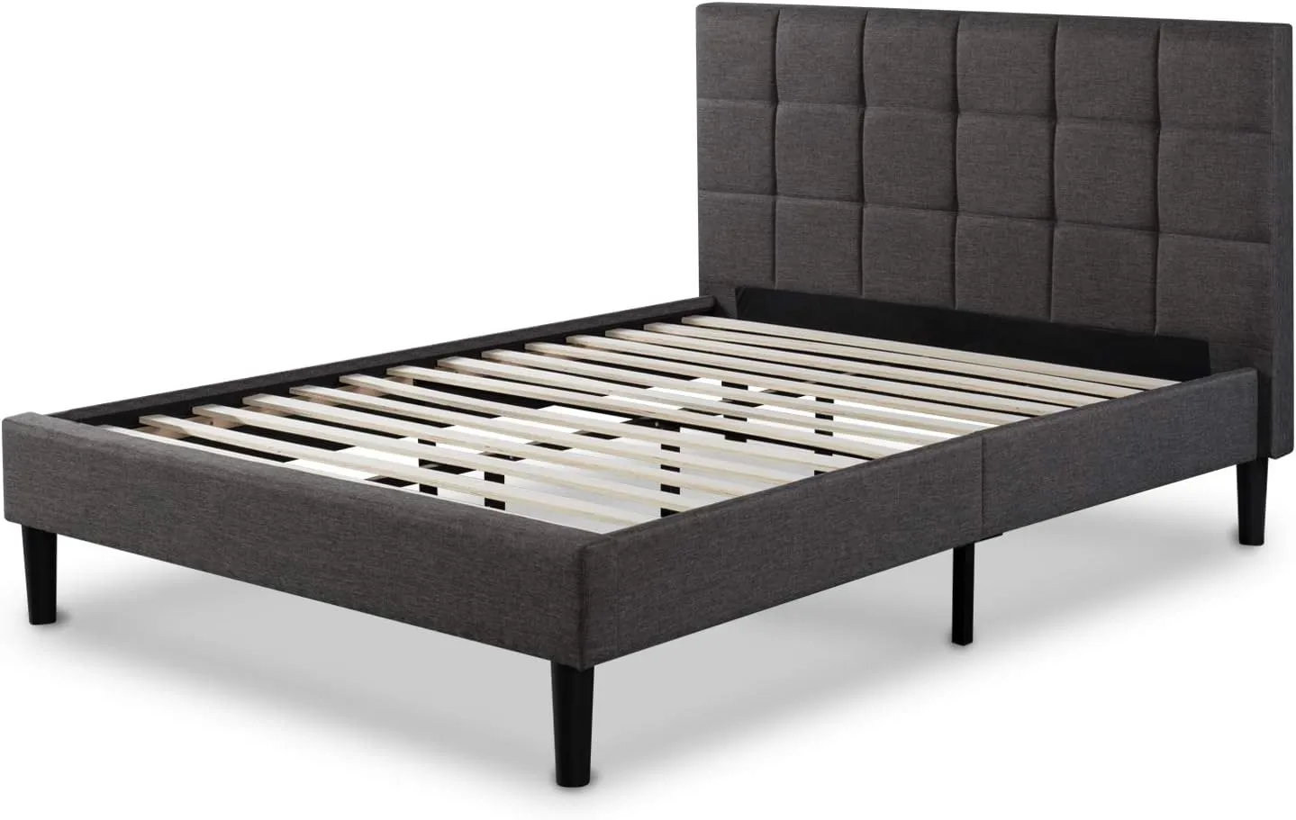 ZINUS Lottie Upholstered Platform Bed Frame, Mattress Foundation, Wood Slat Support, No Box Spring Needed, Easy Assembly, Grey, Full