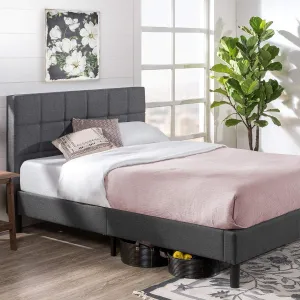 ZINUS Lottie Upholstered Platform Bed Frame, Mattress Foundation, Wood Slat Support, No Box Spring Needed, Easy Assembly, Grey, Full