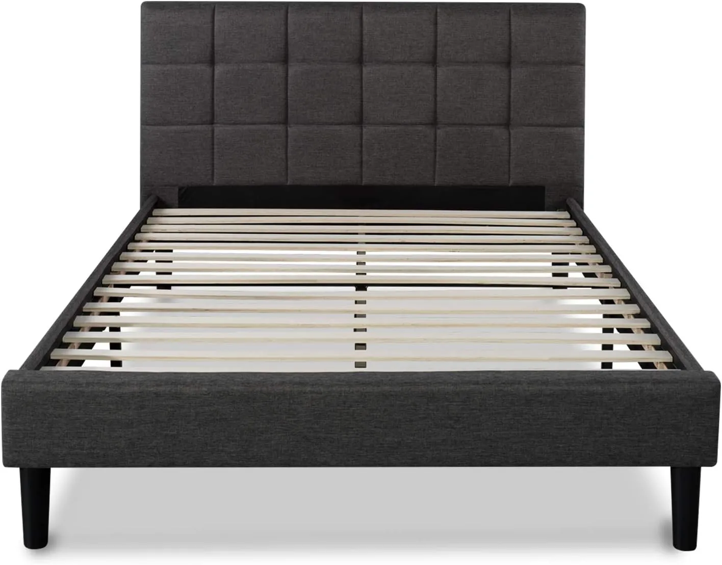 ZINUS Lottie Upholstered Platform Bed Frame, Mattress Foundation, Wood Slat Support, No Box Spring Needed, Easy Assembly, Grey, Full