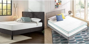 Zinus Shalini Upholstered Platform Bed Frame 10 Inch Memory Foam Spring Hybrid Mattress